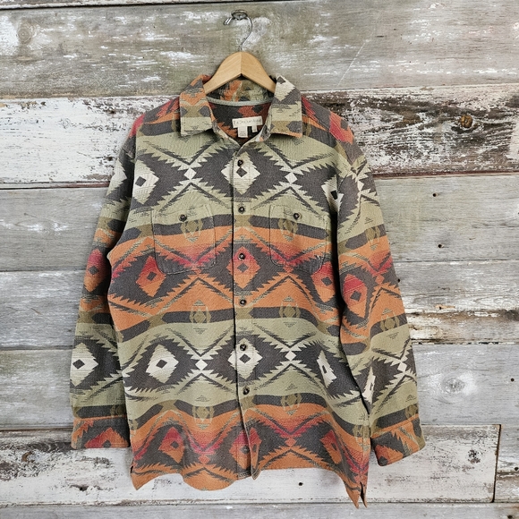 The Territory Ahead Other - The Territory Ahead Aztec Southwestern Jacquard Earth Tone Heavy Shirt Jacket